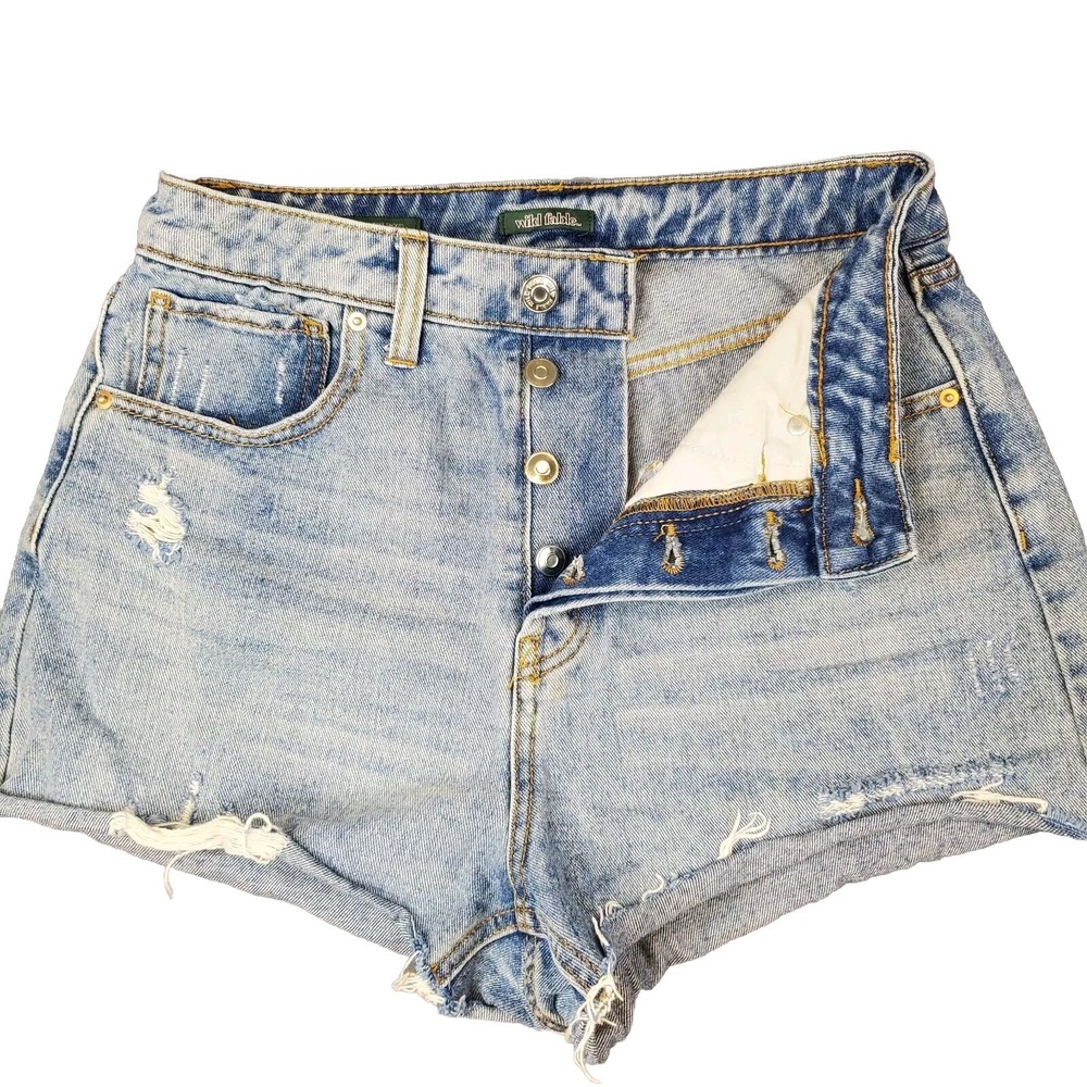 Wild Fable Women's Sz 4 Button Fly Super High Rise Cut-off Denim Jean Shorts‎